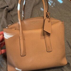 Kate Spade Margaux leather satchel with strap neutral tan